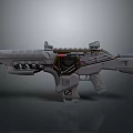 Futuristic Sci Fi Rifle With Advanced Mechanical Structure Tactical Scope And Metallic Gray Finish