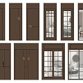Modern Wooden Interior Hinged Doors With Various Panel Designs And Glass Inserts 3d model