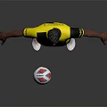 Man In Yellow And Black Football Jersey Standing With Outstretched Arms And Soccer Ball