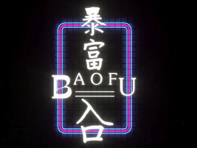 Neon Light Combination Featuring Chinese Characters Baofu Ru And Colorful Tubes 3d model