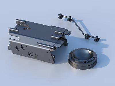 Mechanical Metal Parts Bracket Base And Circular Component For Industrial Machinery 3d model
