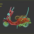 Stylish Red Scooter With Orange Flame Patterns Black Seat And Reflective Details