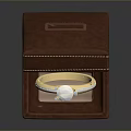 Open Brown Leather Box Holding Gold Diamond Ring For Daily Use 3d model