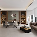 Modern Office Reception Desk Interior Design With White Brown Counter And Green Plant