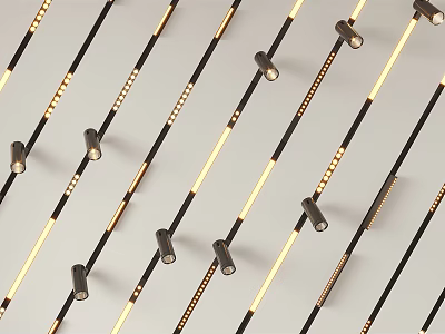 Modern Downlights And Spotlights Featuring Linear Arrangement And Metal Finish For Indoor Lighting 3d model
