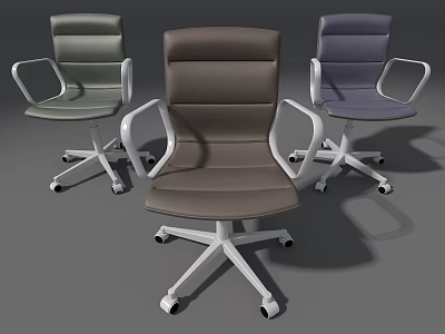 Modern Office Chairs With Leather Upholstery Adjustable Armrests And Swivel Wheels 3d model