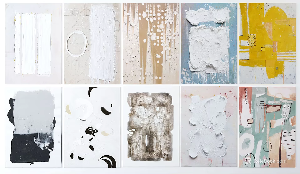 Abstract Art Collection Featuring Diverse Textures Colorful Patterns And Paint Effects 3d model