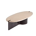 Oval Shaped Coffee Table With Light Beige Top And Dark Brown Curved Base 3d model