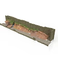 Modern Landscape Retaining Wall Design With Green Vegetation And Stone Pathway