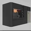 Modern Sideboard Interior Design With Black Grey Storage Drawers And Display Shelves