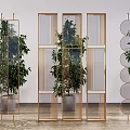 Light Luxury Partition Metal Lattice Glass Partition Screen 3d model