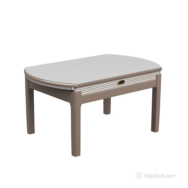 Modern Simple Dining Table With Gray Tabletop Brown Legs And Storage Drawer 3d model