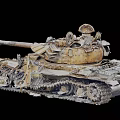 Old Battle Worn Tank With Rusty Cannon Tracks Turret And Damaged Armor Plates