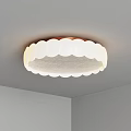 Modern Minimalist White Flush Mount Ceiling Light With Petal Shaped Edge Design 3d model