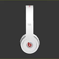 White Over Ear Headphones With Red Stripes Sleek Design And Dark Background