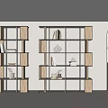 Modern Open Bookshelf Design With Wooden And Metal Frame Displaying Books And Decorations