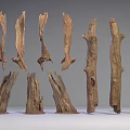 Natural Stone And Wood Decorative Pieces With Various Shapes And Textures
