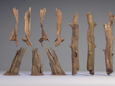 Natural Stone And Wood Decorative Pieces With Various Shapes And Textures 3d model