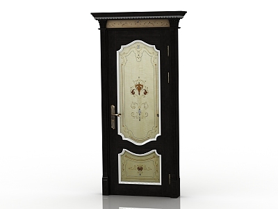 European style solid wood door interior door 3d model