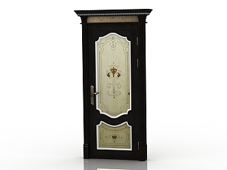 European style solid wood door interior door 3d model