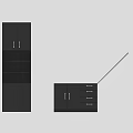 Modern Black Storage Cabinet With Tall And Short Units Doors And Drawers