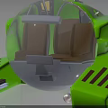 Green Futuristic Water Vehicle With Transparent Cabin And Side Propulsion Components