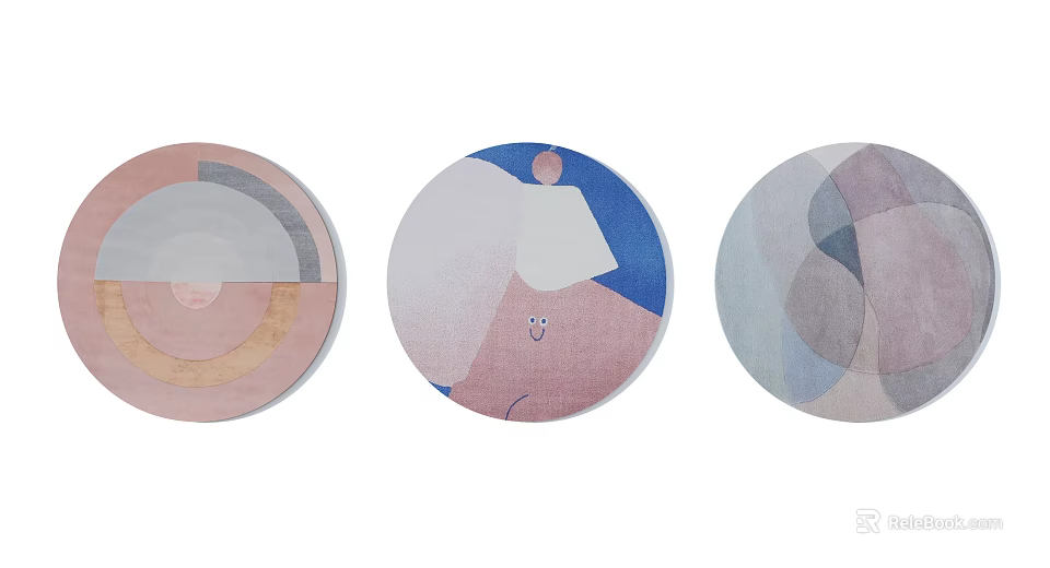 Round Rugs With Abstract Geometric Patterns And Colorful Design Elements 3d model