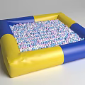 Inflatable Play Equipment Kids Ball Pit with Blue and Yellow Borders Filled with Colorful Balls