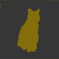 Gray Cat with Red Collar Green Eyes Sitting on Shiny Black Surface Against Dark Background