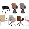 Various Modern Armchairs With Different Colors And Stylish Bases For Interior Decor 3d model