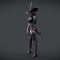 Dark Fantasy Game And Movie Character With Metallic Hat Armored Outfit And Claw Weapon