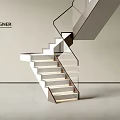 Sleek Designer Staircase With Modern Glass Railing And Light Colored Steps