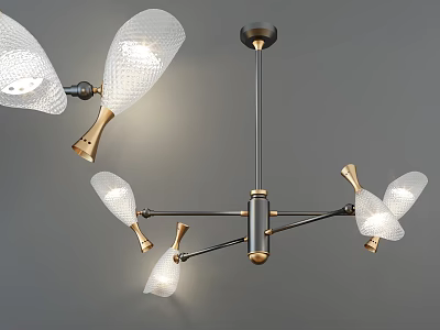 Modern Elegant Chandelier With Multiple Glass Shades And Metal Frame Structure 3d model