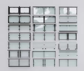 Modern Guardrail Glass Railing 3d model