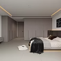 Modern Bedroom Interior Design With Bed Nightstand Wardrobe And Floor to Ceiling Window