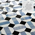 Geometric Pattern Tiles With Blue Black White Colors And Modern Marble Texture