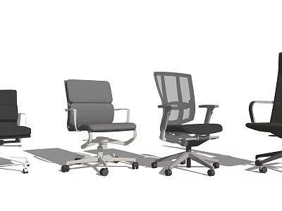 Modern Office Chair Collection with Various Designs Mesh Back and Armrest Options 3d model