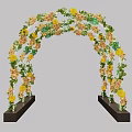 Elegant Floral Arch Decoration With Yellow Orange Flowers And Green Leaves