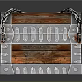 Vintage Wooden Storage Chest With Metal Accents And Chain For Home Use