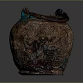 Unique Rustic Handcrafted Ceramic Vase With Textured Surface And Multicolored Patina