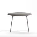 Modern Stylish Stool With Brown Upholstered Seat And Silver Metal Legs Design