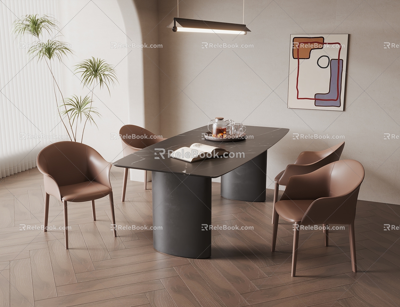 Modern Dining Table Chair Combination Dining Table Chair 3d model