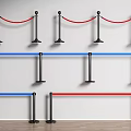 Stanchion Set With Red And Blue Ropes And Black Metal Posts Design