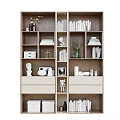 Modern Bookcase Design With Layered Shelves Books Decorative Frames And Plants