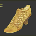 Elegant Orange High Heels With Grid Like Design And White Square Embellishments