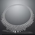 Elegant Sparkling Diamond Necklace With Circular Design And Hanging Diamond Pendants