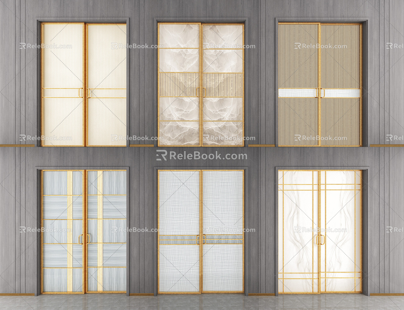 Modern sliding door sliding door combination 3d model