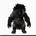 Giant Brutal Monster With Stone Plates On Back Chained Arms And Fierce Expression