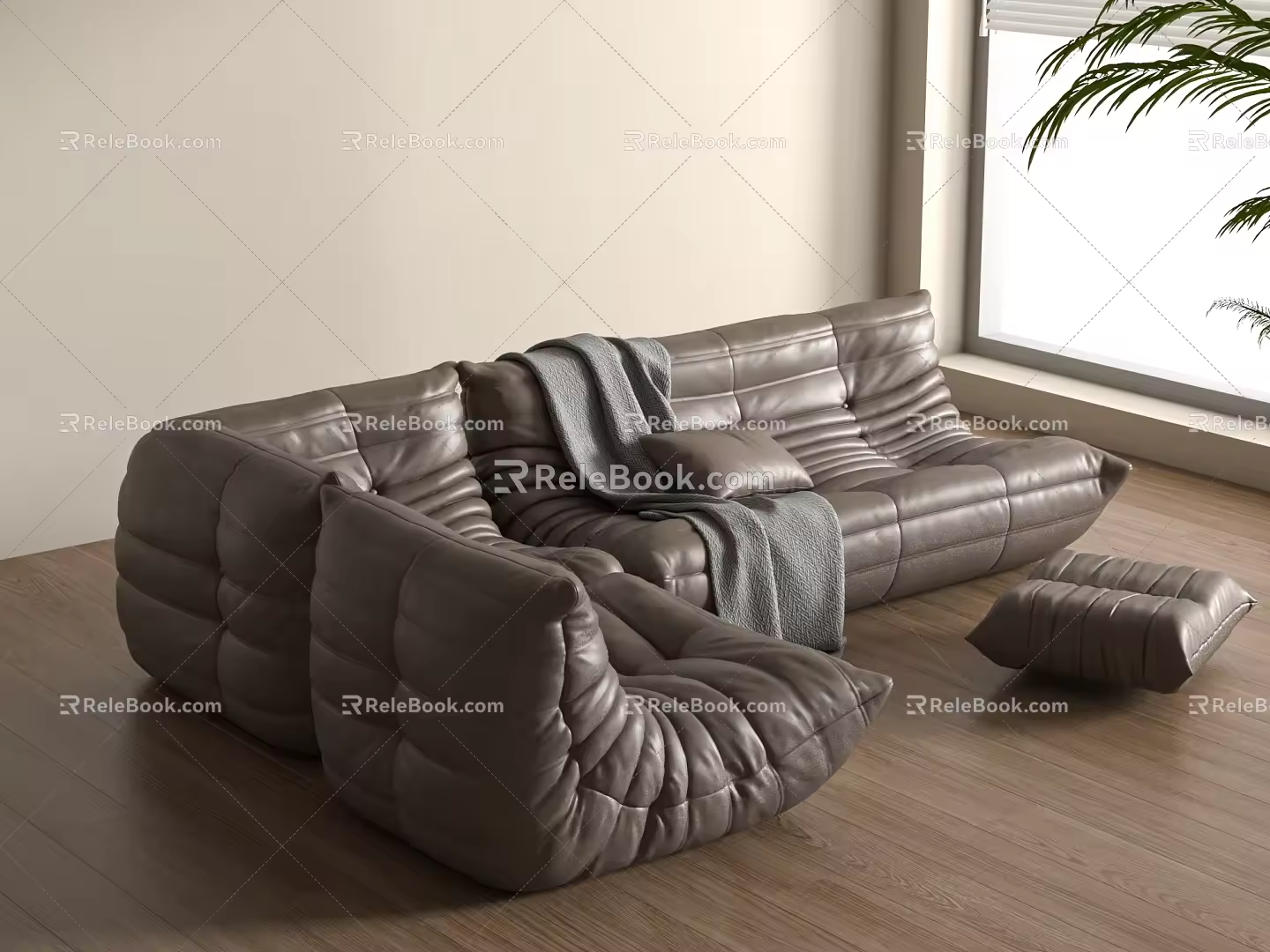 Poliform modern sofa combination multi-person sofa corner sofa leather sofa pillow 3d model