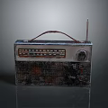 Vintage Radio With Rusted Metal Case Wooden Handle And Antenna